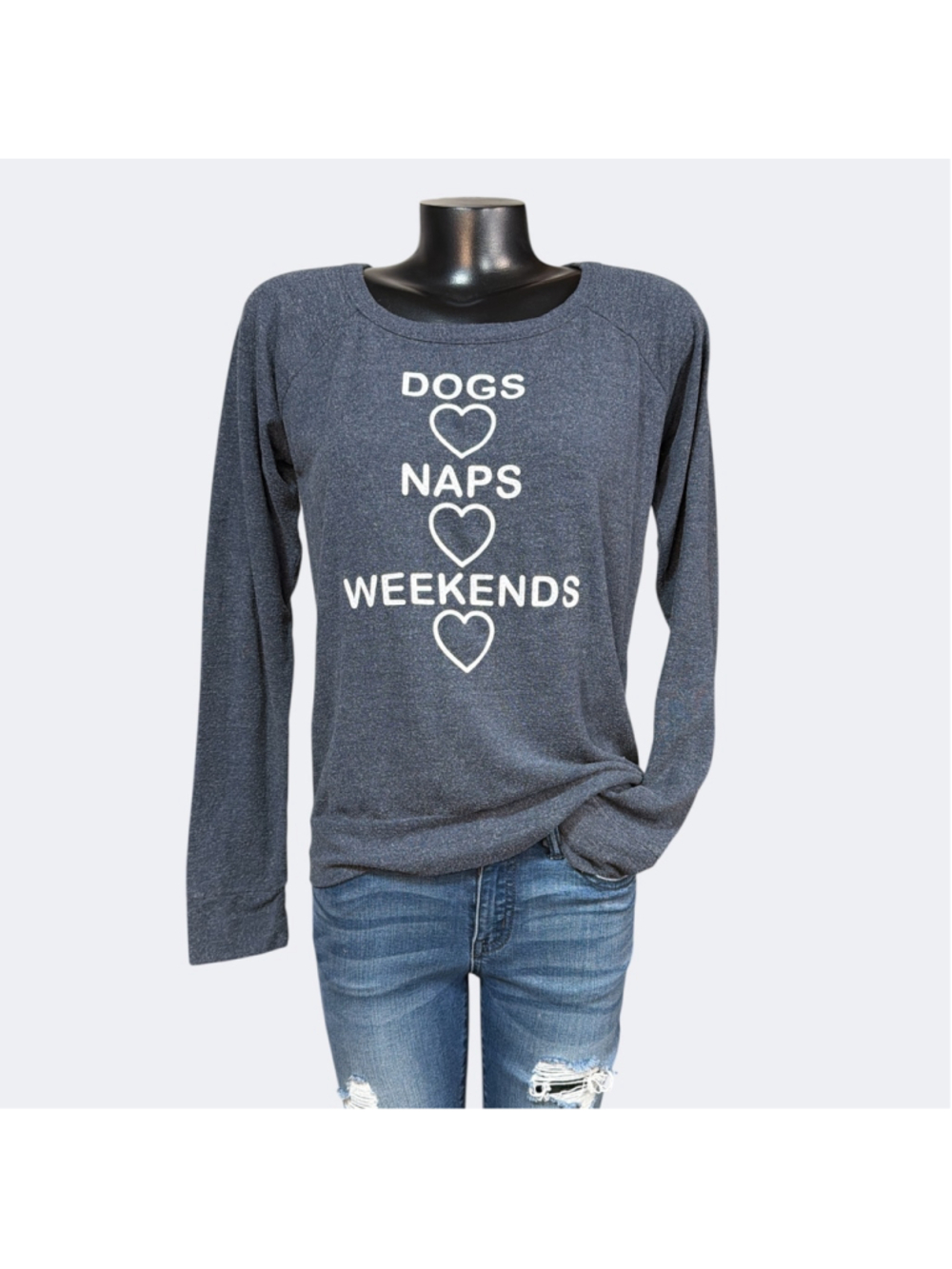 Chaser NEW Sweatshirt sz Medium Charcoal Grey Dogs Naps Weekends Graphic Quote